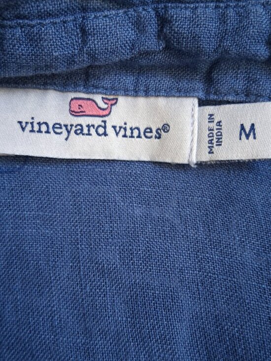 Vineyard Vines Women's 100% Linen Blue V-Neck Tunic Top Medium - Picture 6 of 7